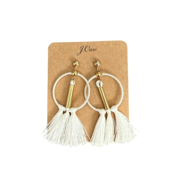 J. Crew Gold and White Tassel Earrings - Picture 2 of 7